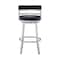 Armen Living Titana 30" Bar Height Swivel Black Faux Leather and Brushed Stainless Steel Bar Stool 840254335103 - alternate 8